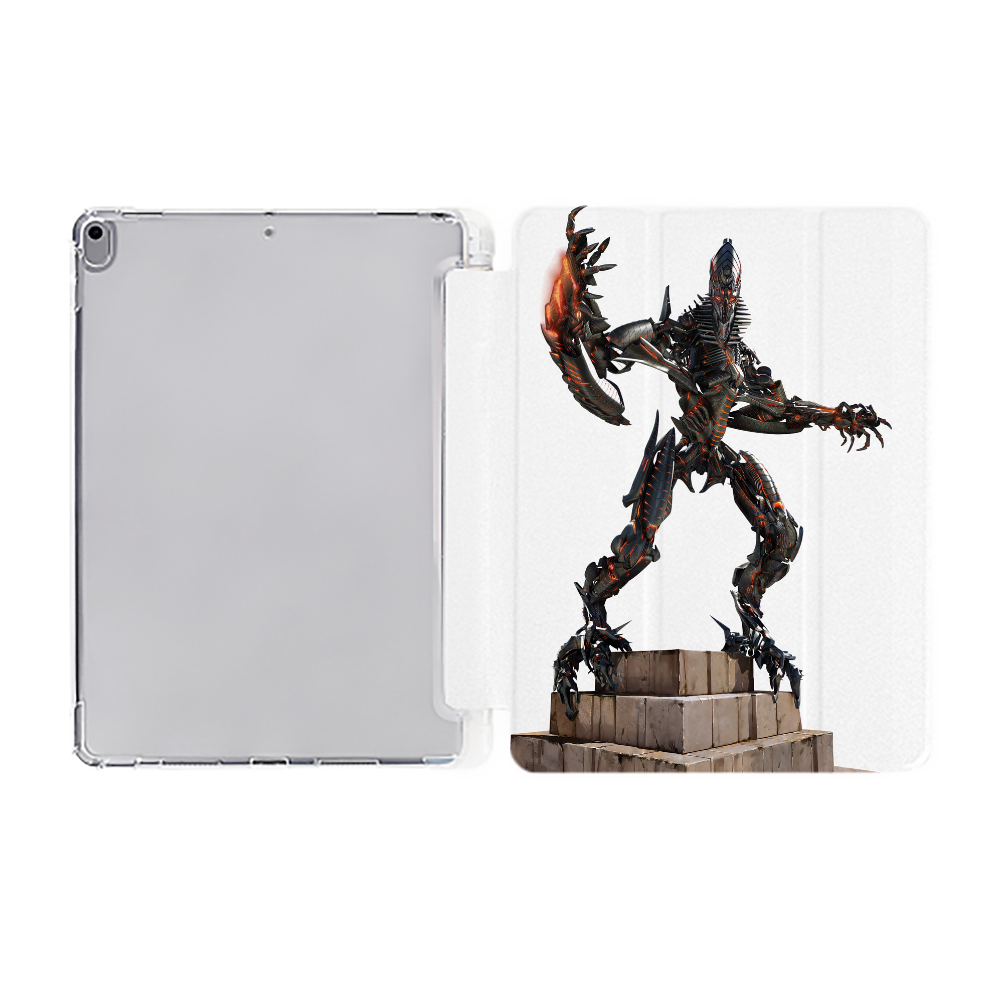 （画像用） Transformers トランスフォーマー IPad ケース ペン収納付き 三つ折りスタンド PUレザー×シリコン 対応機種9.5/10.5/10.9インチ